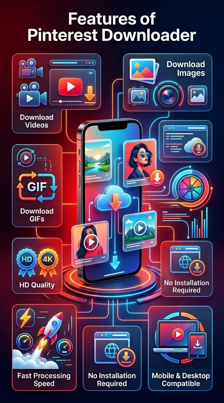 Features of pinterest downloader